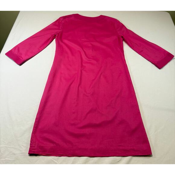 Tory Burch Pink Cotton Long Sleeve Safo Dress Size 8 - Picture 2 of 16